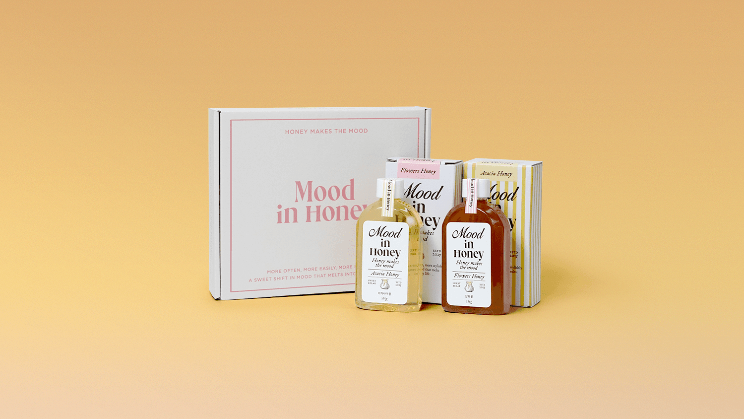 Mood in Honey corrugated folding carton honey bottle packaging