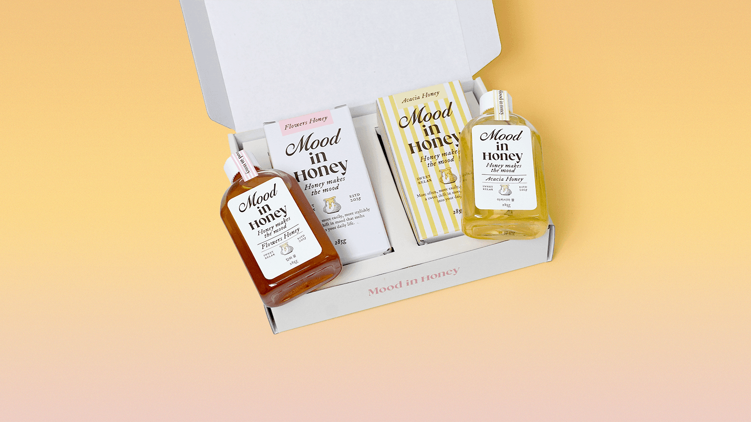 Mood in Honey G-style corrugated box interior for honey 2-count gift set