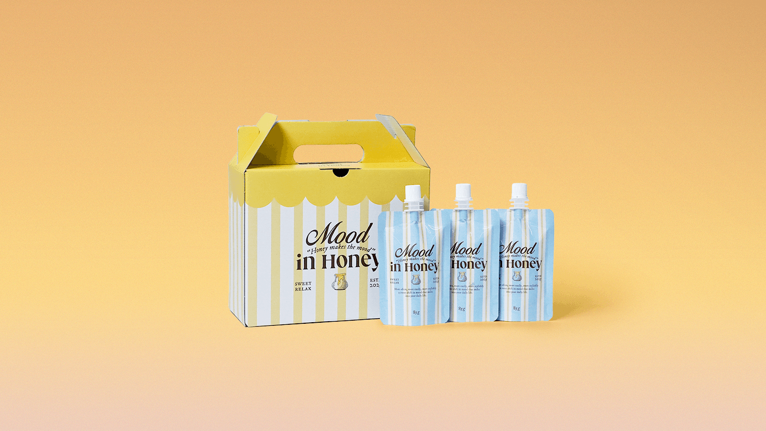 Mood in Honey corrugated handle box for pouch honey
