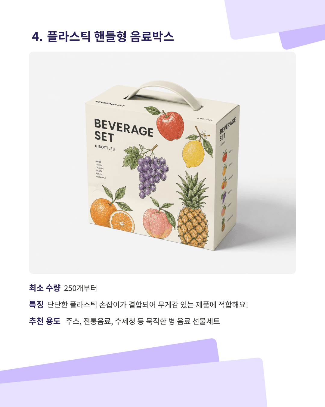 패커티브 플라스틱 핸들형 음료박스