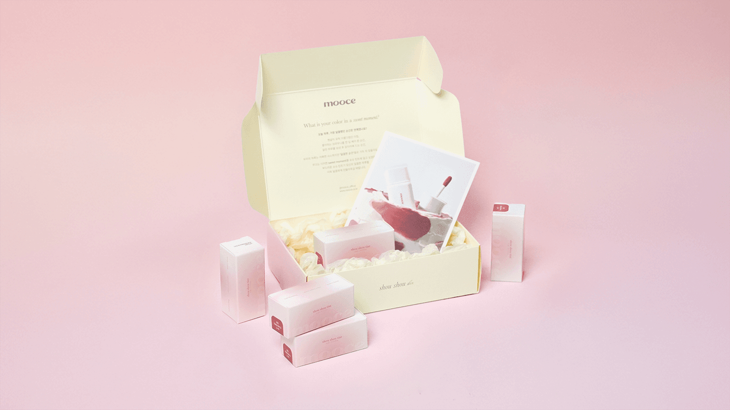 형압으로 로고를 강조한 화장품 시딩박스, <cycosmetics>의 색조 브랜드 무크 틴트 시딩박스 제작 후기