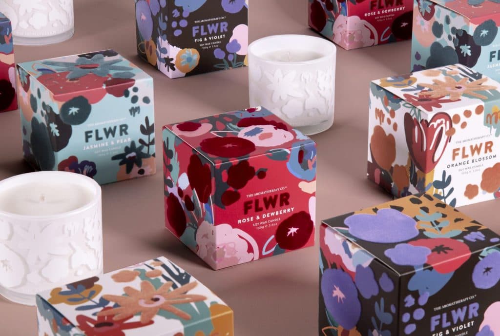 Floral print candle product box