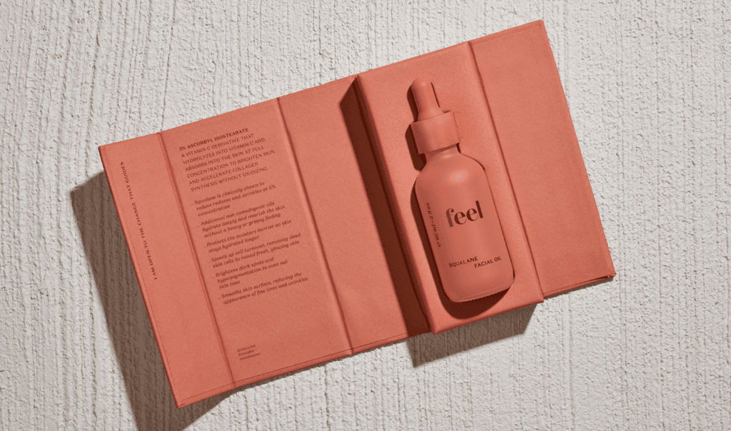 Cosmetic packaging using accent colors and product shape