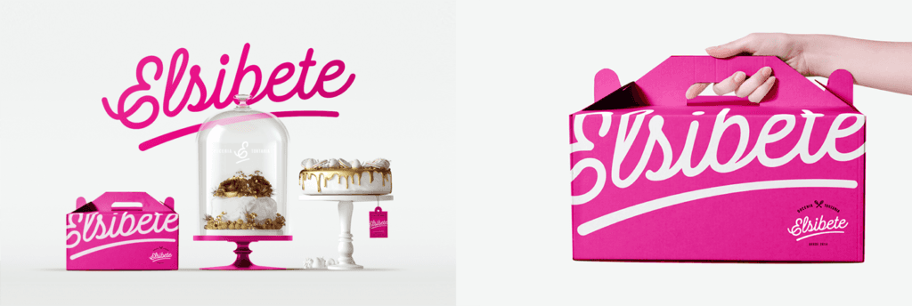Handle box from Elsibete with a white logo printed on a pink background